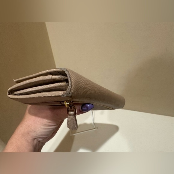 Prada Tan Saffiano Continental Double Snap Wallet - Picture 2 of 14